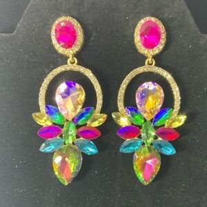 Amazing Sparkle Multicolor Iridescent Crystal Drop Earrings